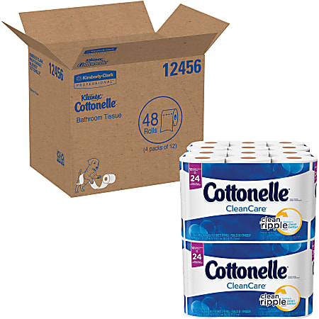 Cottonelle® Clean Care 1-Ply Septic Safe Bathroom Tissue, White, 170 Sheets per Roll, Case of 48 Rolls