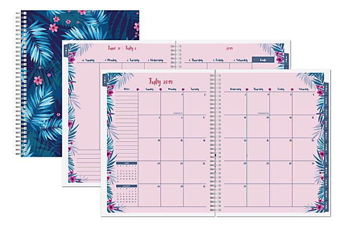 Office Depot® Brand Weekly/Monthly Academic Planner, 4" x 6", Victorian Aura-Palms, July 2019 to June 2020