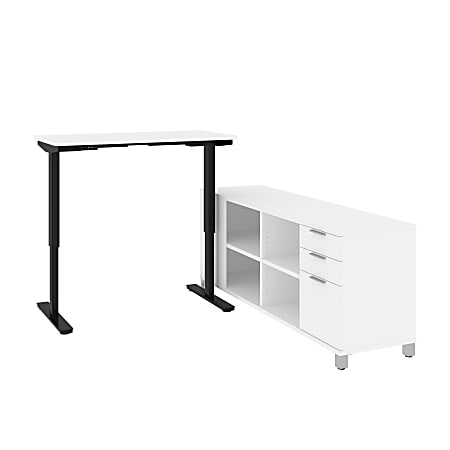 Bestar Pro-Linea 72"W L-Shaped Standing Corner Desk, White