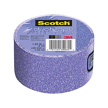 Scotch® Expressions Duct Tape, 3" Core, 1.88" x 8 Yd., Violet Purple Glitter