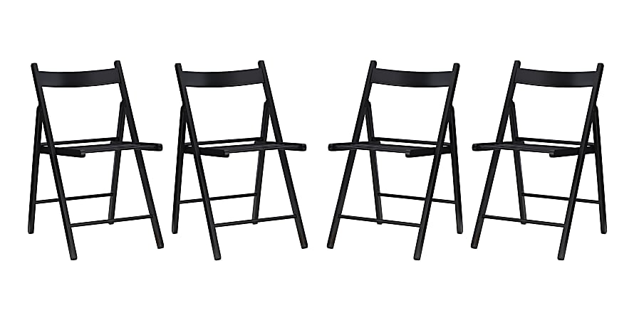 Linon Mitra Folding Chairs, Black, Set Of 4 Chairs