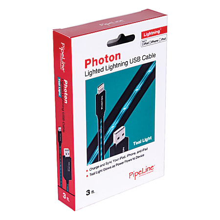 PipeLine Photon Lightning Cable, 3', Teal
