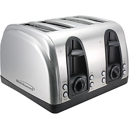 Brentwood 4 Slice Toaster Extra Funtions S/S - 1500 W - Toast - Brushed Stainless Steel