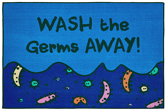 Carpets for Kids® KID$Value Rugs™ Wash Away The Germs Rug, 3' x 4 1/2' , Blue