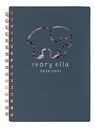 Cambridge® Ivory Ella Weekly/Monthly Academic Planner, 5-1/2" x 8-1/2", Navy, July 2020 To June 2021, 1380-200A