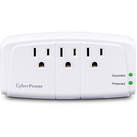 CyberPower CSB300W Essential 3 - Outlet Surge with 900 J - Clamping Voltage 800V, NEMA 5-15P, Wall Tap, EMI/RFI Filtration, White, Lifetime Warranty