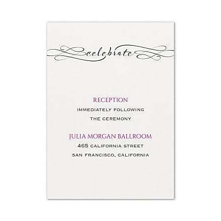 Custom Wedding & Event Reception Cards, Calligraphy Love, 3-1/2" x 4-7/8", Box Of 25 Cards