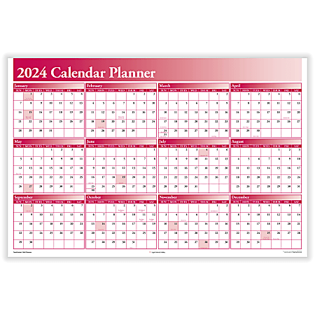 ComplyRight 2024 Calendar Planner, 36" x 24", Burgundy