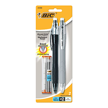 BIC® Reaction™ Mechanical Pencils, 0.5 mm, Assorted Barrel Colors, Pack Of 2
