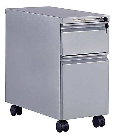 Safco® Mini 22"D Vertical 2-Drawer Mobile Pedestal File Cabinet, Metal, Gray