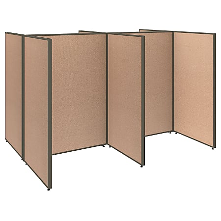 Bush Business Furniture ProPanels 4-Person Open Cubicle Office, 67"H x 101 7/8"W x 75 3/4"D, Harvest Tan, Standard Delivery Service