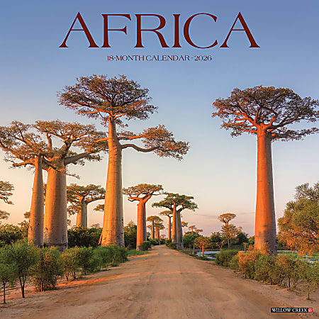 2026 Willow Creek Press Scenic Monthly Wall Calendar, 12" x 12", Africa, January To December, 55632