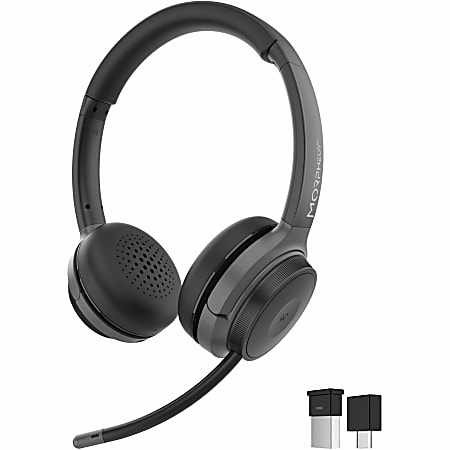 Morpheus 360 Advantage Stereo Wireless Headset with Detachable Boom Microphone - Bluetooth Headphones with 2.4GHz Receiver-Dongle - UC compatible - 20 Hour Talk-Playtime - USB A Receiver - USB Type-C Adapter - HS6500SBT - HiFi - On-the-Ear - 32 Ohm