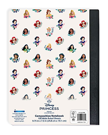 Disney Princess Wide Ruled Licensed Composition Notebook 9.5 x 7.25 100 ...