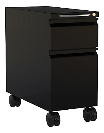 Safco® Mini 22"D Vertical 2-Drawer Mobile Pedestal File Cabinet, Metal, Black