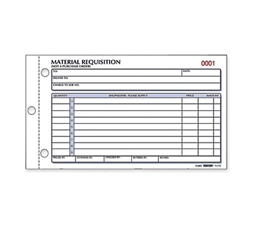Rediform Material Requisition Purchasing Forms - 50 Sheet(s) - 2 PartCarbonless Copy - 7 7/8" x 4 1/4" Sheet Size - White, Yellow - Black Print Color - 1 Each