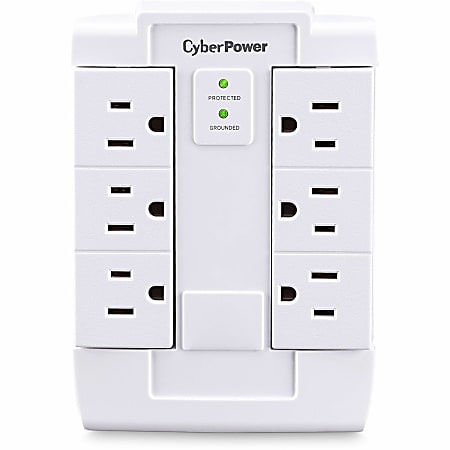 CyberPower CSB600WS Essential 6 - Outlet Surge with 900 J - Clamping Voltage 800V, NEMA 5-15P, Wall Tap, EMI/RFI Filtration, Black, Lifetime Warranty