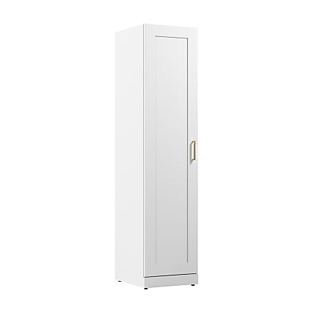 Bush Furniture Hampton Heights 17"W Tall Narrow Storage Cabinet With Door And Shelves, White, Standard Delivery