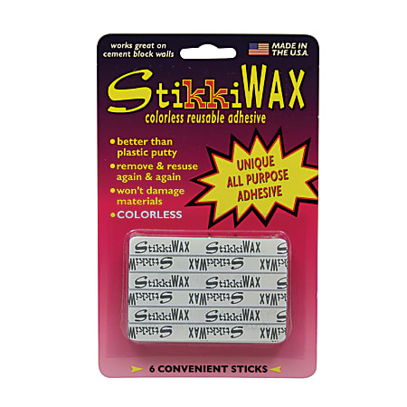 StikkiWAX® Adhesive, 7.69 Oz, 6 Sticks Per Pack, Set Of 6 Packs