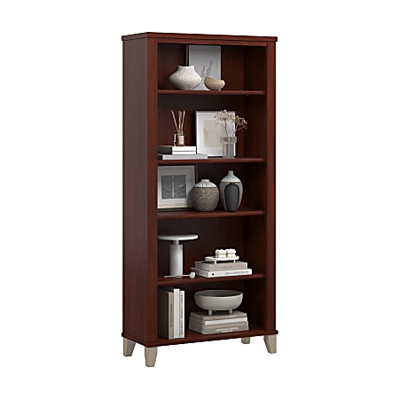 Bush Business Furniture Somerset 66"H 5-Shelf Bookcase, Hansen Cherry, Standard Delivery
