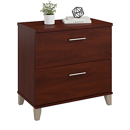 Bush Business Furniture Somerset 29-9/16"W x 21-13/16"D Lateral 2-Drawer File Cabinet, Hansen Cherry, Standard Delivery