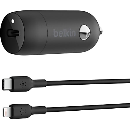 Belkin BoostCharge - Car power adapter - 30 Watt - 3 A - Fast Charge, Power Delivery 3.1 (24 pin USB-C) - black