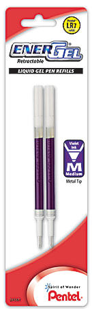 Pentel EnerGel Pen Refills, Medium Point, 0.7 mm, Violet Ink, Pack Of 2