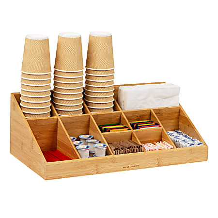 Mind Reader Bali Collection COMORGBM-BRN 6-Compartment 2-Tier Condiment Organizer, 11-3/4"H x 6-3/4"W x 13-109/8"D, Brown