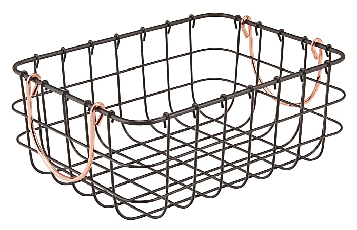 Realspace® Metal Bin With Handles, Small Size, 4" x 7 3/8" x 9 7/8", Black/Copper