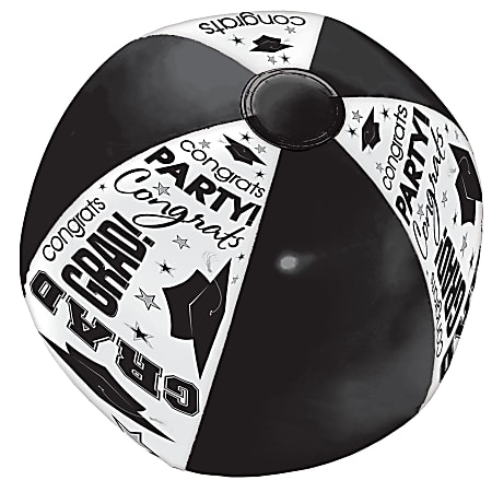 Amscan Graduation Inflatable Ball, 48", Black/White