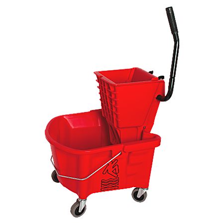 Genuine Joe® Mop Bucket And Wringer Combination, 26 Quarts, Red