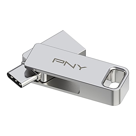 PNY DUO LINK USB 3.2 Type-C Dual Flash Drives, 128GB, Silver