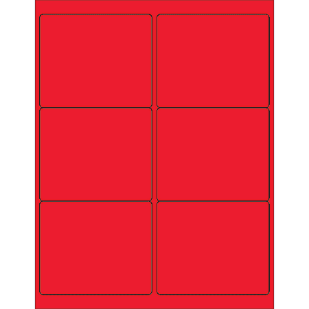 Office Depot® Brand Permanent Labels, LL180RD, Rectangle, 4" x 3 3/8", Fluorescent Red, Case Of 600