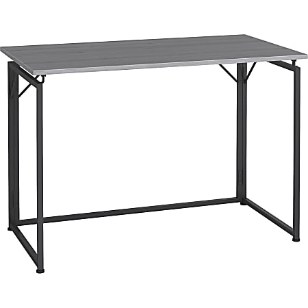 Lorell Folding Desk - Weathered Charcoal Laminate Rectangle Top - Black Base x 43.30" Table Top Width x 23.62" Table Top Depth - 30" Height - Assembly Required - Gray