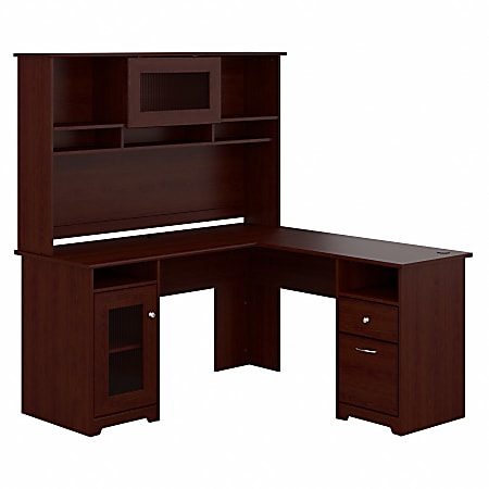 Bush furniture cabot l shaped best sale desk with hutch in harvest cherry