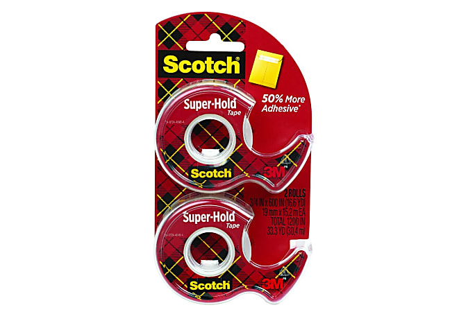 Scotch Tape Super Hold 34 x 600 Translucent Pack of 2 rolls