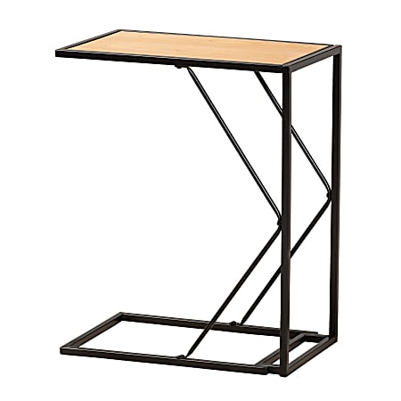 Baxton Studio Johan C-Shaped End Table, 25"H x 20"W x 12"D, Walnut/Black