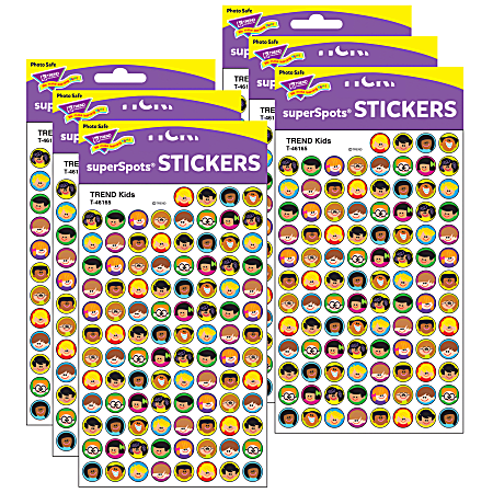Trend SuperSpots Stickers, Kids, 800 Stickers Per Pack, Set Of 6 Packs