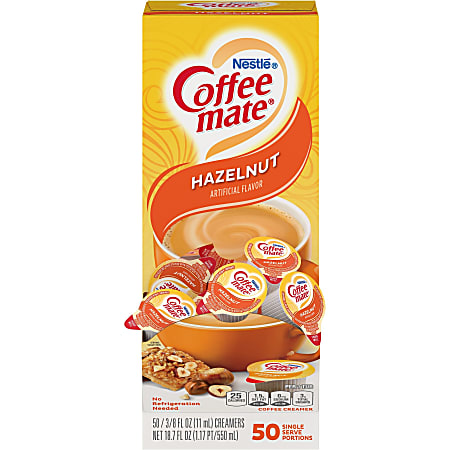 Nestlé® Coffee-mate® Liquid Creamer, Hazelnut Flavor, 0.38 Oz Single Serve x 50