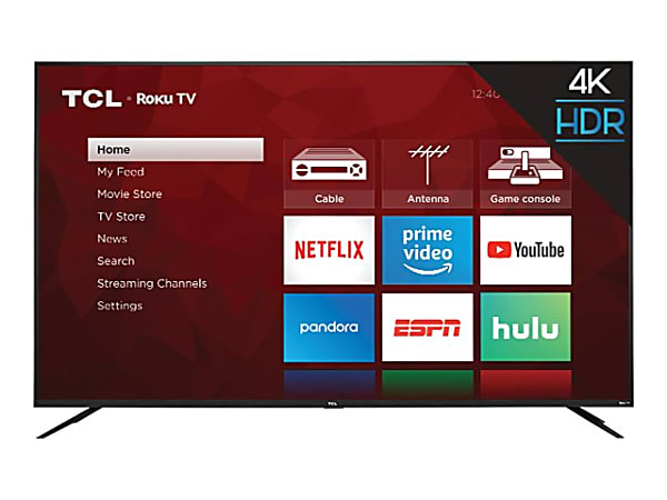 TCL 75S425 - 75" Diagonal Class (74.5" viewable) - 4 Series LED-backlit LCD TV - Smart TV - Roku TV - 4K UHD (2160p) 3840 x 2160 - HDR - dynamic backlight - black