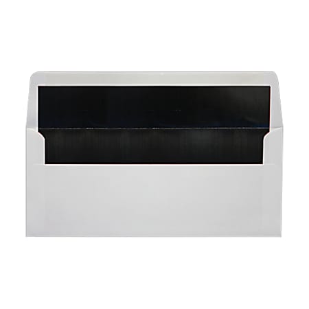 LUX #10 Foil-Lined Square-Flap Envelopes, Gummed Seal, White/Black, Pack Of 50