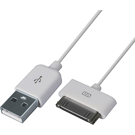 adyacente ~ lado Cuaderno 4XEM 3FT Certified 30 Pin Dock Connector To USB Cable For iPhoneiPodiPad  White USBProprietary for iPhone iPod iPad 3 ft 1 x Male Proprietary  Connector 1 x Type A Male USB White - Office Depot