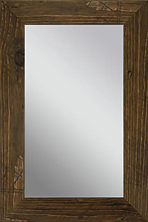 PTM Images Framed Mirror, Wooden, 36"H x 24"W, Natural Brown