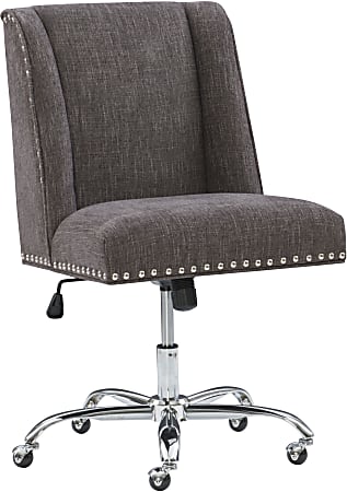 Linon Cooper Mid-Back Home Office Chair, Charcoal/Chrome
