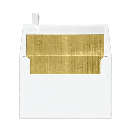 LUX Foil-Lined Invitation Envelopes A4, Peel & Press Closure, White/Gold, Pack Of 50