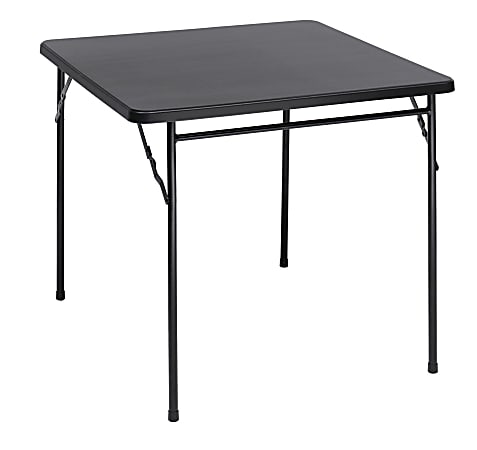 Realspace® Molded Plastic Top Folding Card Table, Black