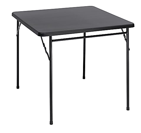 Realspace Molded Plastic Top Folding Card Table Black Office Depot
