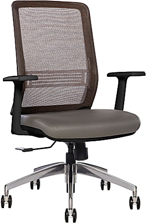 Sinfonia Sing Ergonomic Mesh/Fabric Mid-Back Task Chair With Antimicrobial Protection, Fixed T-Arms, Copper/Gray/Black