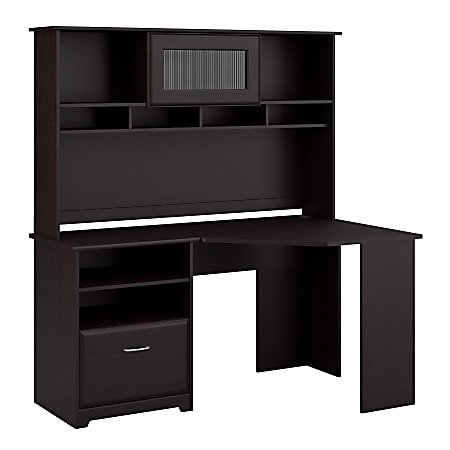 Bush Furniture Cabot Corner Desk With Hutch, Espresso Oak, Standard Delivery
