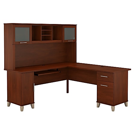 Bush Furniture Somerset L Shaped Desk With Hutch 72 W Hansen Cherry Standard Delivery Office Depot